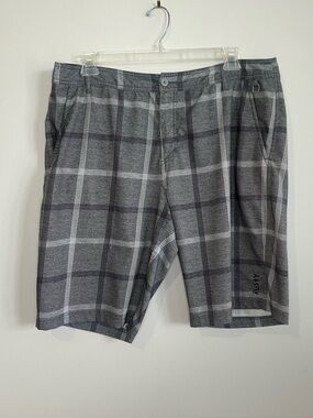 Rusty Gray Plaid Hybrid Shorts